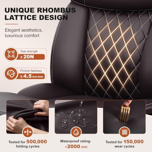 Leather Office Chair, Computer Desk Chair with Dual Back Support