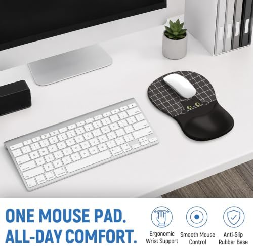 Ergonomic Mouse Pad with Wrist Rest, Gel Wrist Support, Black Cat