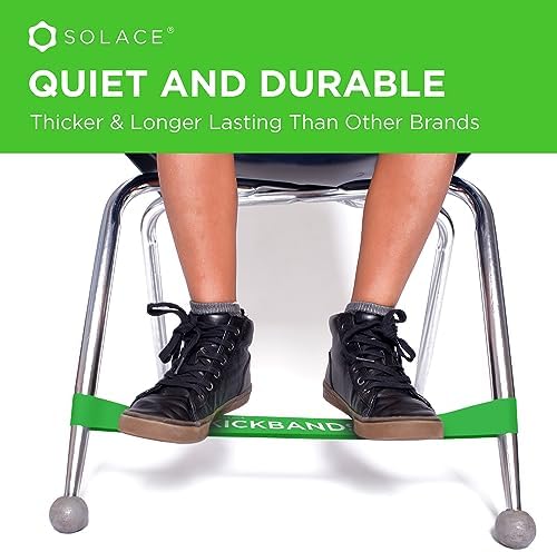 KICK BANDS Chair Bands for Kids with Fidgety Feet 3-Pack - ADHD Fidget Kickbands for Classroom Chairs & Desks - Solace Sensory Kickband (GREEN)