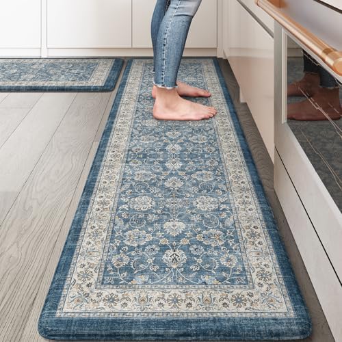 KIMODE Anti Fatigue Kitchen Mats for Floor,Boho Distressed Kitchen Rugs Set