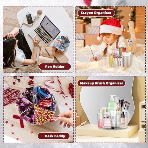 Absonic 500 PCS Acrylic Pencil Holder, 360 Rotating Clear Marker Organizer, Pen Crayon Marker Caddy Organizer for Desk, Desktop Storage and Organizer for Office School Art Supplies, 2 Pack