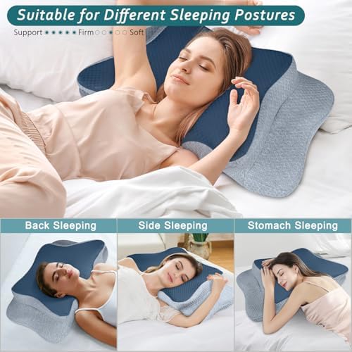 CHxxy Cervical Neck Pillow for Pain Relief Sleeping, Memory Foam Pillows