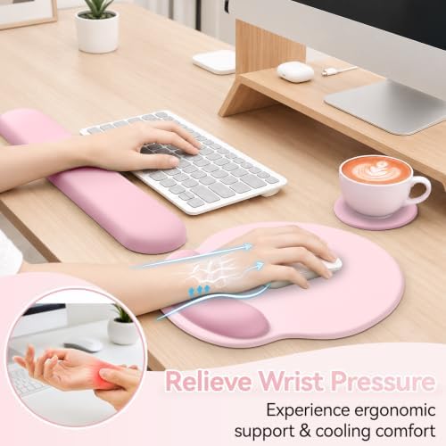 Mouse Pad with Wrist Rest, 2-in-1 Mousepad with Wrist Support Set
