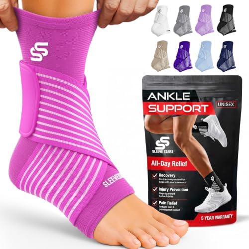 Sleeve Stars Ankle Brace Men & Women Support (Single/L:12"-13"/Hot Pink)