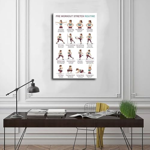 Pre Workout Stretch Routine Dynamic Warm Up Exercises Chart Standing Full Body Warm Up Before Workout Gym Canvas Poster Bedroom Decor Room Decor Unframe 12x18inch