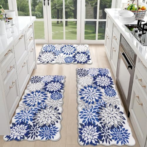 HEBE Anti Fatigue Kitchen Rugs Set of 3, Cushioned Kitchen Mats for Floor