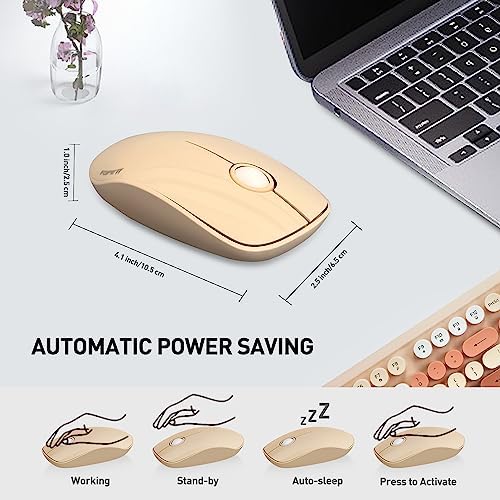 Beige Wireless Keyboard Mouse Combo,Bubble Colorful Keycaps,for PC Laptop
