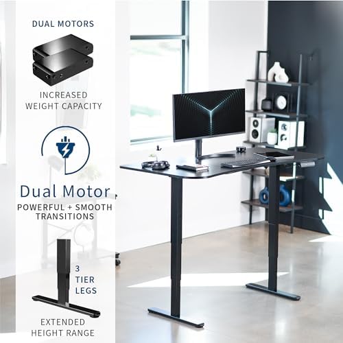 VIVO Black Carbon Fiber 63 x 32 in Standing Desk, DESK-KIT-2B1R
