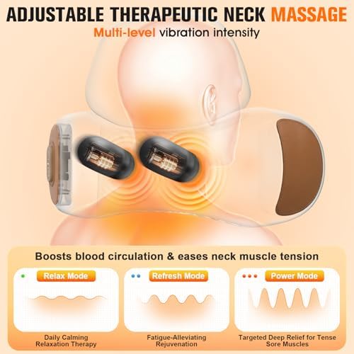 FunBy Neck Massager Pillow with Heat,Neck Pillow Massager for Pain Relief