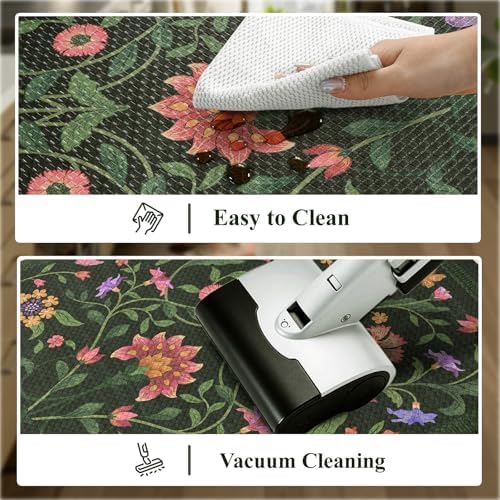 Collive Green Anti Fatigue Kitchen Mats, Washable Kitchen Rugs Sets of 2