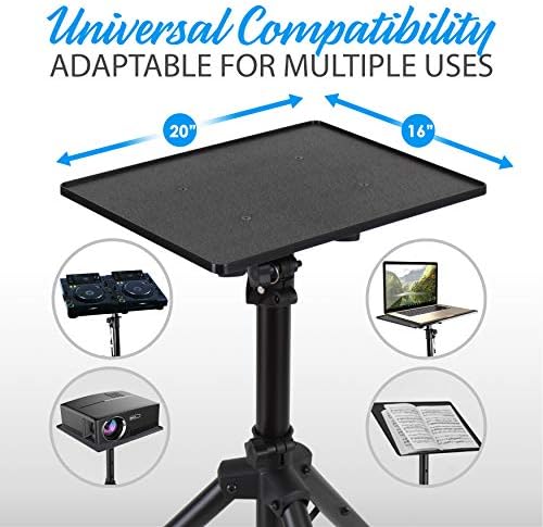 Pyle Adjustable Universal Projector Stand – Heavy Duty Tripod for Laptops, Computers, DJ Equipment & Projectors – Ideal for Stage, Studio & Office Events – Height Adjustable 28" to 46"
