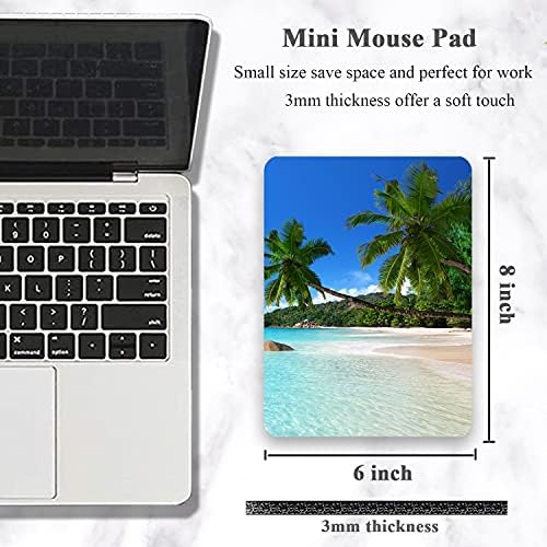 Small Mouse Pad, Mini Mouse Pad 6 x 8 Inch, Thick Rubber Waterproof Mouse Mat, Cute Mousepad for Women Men Kids Wireless Mouse Mini Laptops Keyboard Tray Home Office Travel, Blue Beach Tree