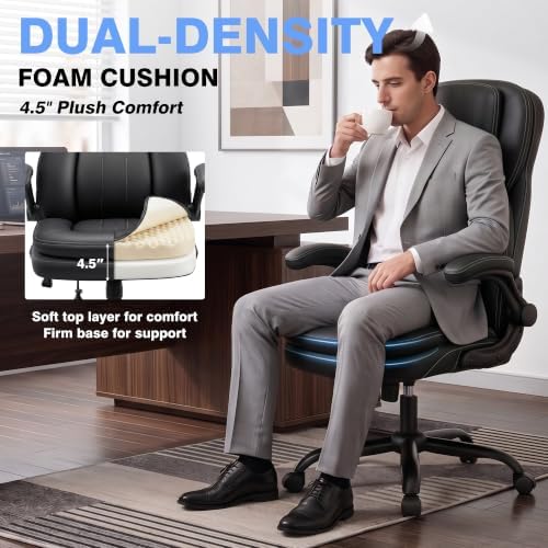 Ergonomic Leather Chair, Executive High Back Office Chair, Black
