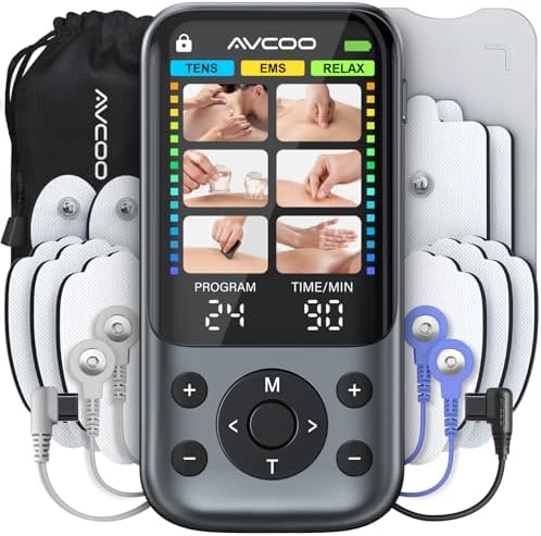 AVCOO Color Screen 24 Modes TENS Unit Muscle Stimulator for Pain Relief