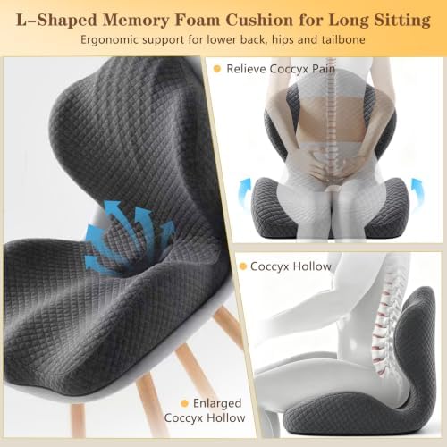 Ergonomic Seat Cushion with Back Support, Black