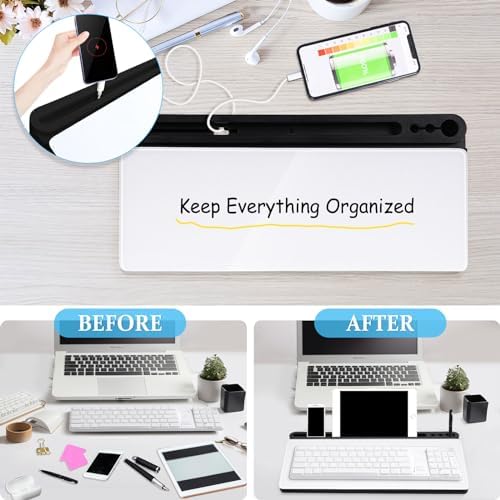 DOLLAR BOSS Glass Desk Whiteboard Small Dry Erase Board, Black