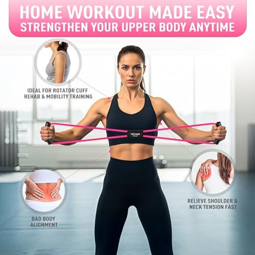 Figure 8 Resistance Bands for Arm, Back – 3-Level Latex Heavy Exercise Bands with Handles for Strength Training, Full Body Workout, Physical Therapy, Pilates, Yoga, Home Gym Equipment for Women