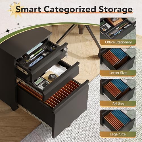 DEVAISE 3 Drawer Mobile File Cabinet with Lock, Required Assembly
