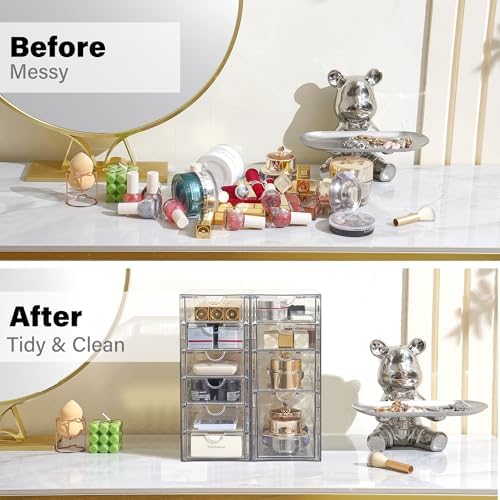 Prsildan Hair Accessories Organizer Acrylic Drawer with 10 Drawers