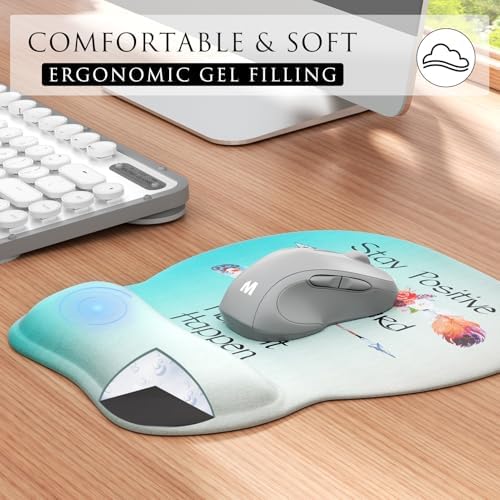 MROCO Ergonomic Mouse Pad with Gel Wrist Rest, 9.4 x 8.1 in, Feather Arrow