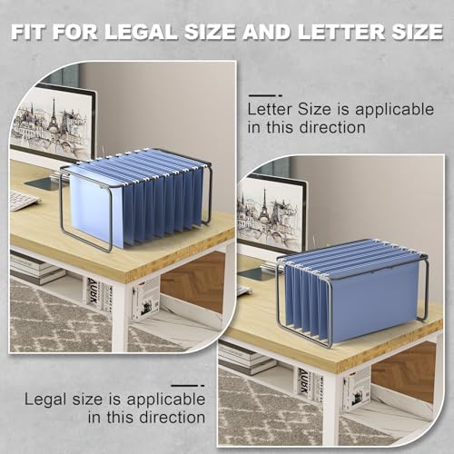 2 Set Hanging File Folder Frame,Legal/Letter Size,Adjustable Length 16-25 inches,12.598W 9.45" H, Hanging Folders Holder for Desktop Organizer and Metal Rail in Filing Cabinet Drawer