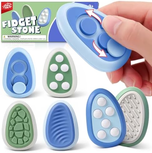 Fidget Toys Adults Stress Relief: 4 Pack Fidget Stone - Sensory Calming Desk Toys for Teens Kids with ADHD Autism - Office Tension Relief Focus Tool