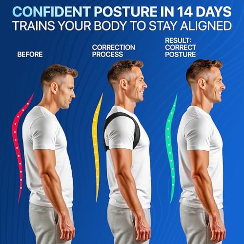 NEW 2026 Posture Corrector for Men & Women – Adjustable Figure-8 Back Brace for Rounded Shoulders & Upper Back Support – Breathable & Invisible Under Shirts – Desk Job & Computer Work – All-Day Brace (1, Black)