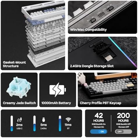 EPOMAKER TH108 PRO Full Size Mechanical Keyboard with Screen & Knob