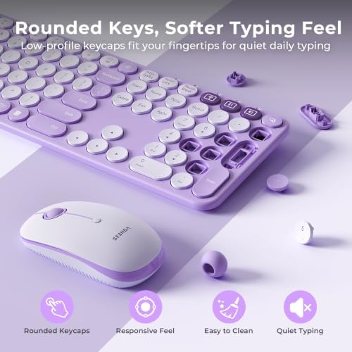 seenda COE202 Wireless Bluetooth Keyboard and Mouse Combo, Star Purple