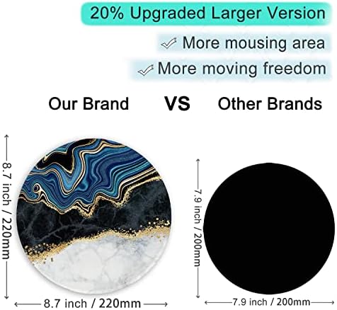 ITNRSIIET Round Mouse Pad with Stitched Edge Premium-Textured Waterproof Non-Slip Rubber Base Desktop Protection Mat Diameter 8.7 inches, Abstract Art Marble