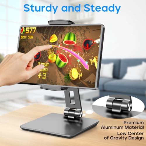 iPad Stand, Tablet Stand 360° Swivel, Aluminum Desk Holder 4.7-17", Black