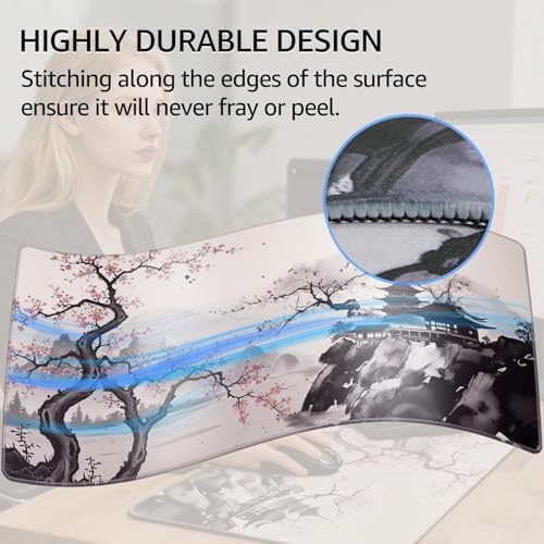 KTRIO Large Gaming Mouse Pad, Desk Mat, 31.5 x 15.7 in, Zen Sakura, XXL