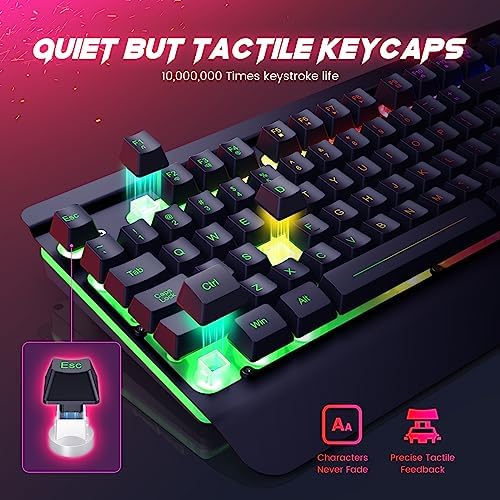 Wired Gaming Combo, 104 Keys, Rainbow Backlit, 4200 DPI, for PC/Mac/Xbox