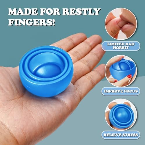 Fidget Toys Adults 2 PCs, Sensory Figette Spinner Anxiety Stress Relief Toys Quiet Fidgets Gyro for Autism ADHD Kids Gifts Cool Gadget Office Desk Toy Easter Basket Stuffers for Teen Boys