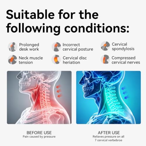 Neck Posture Corrector with Rear Neck Support, Cervical Collar（Gray, Large）