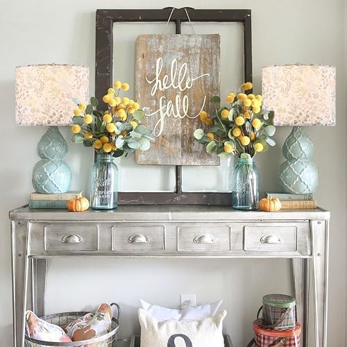 GO&SO Lamp Shades Set of 2,16" D x 10" H,Multicolored Floral,Large Drum