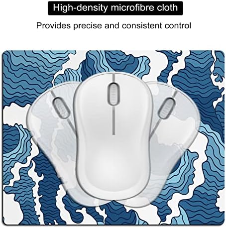 Small Mouse Pad Cute, Mini Mouse Pads for Wireless Mouse and Laptop, Travel Mousepads with Designs - Japanese Blue Great Wave, Portable Mousepad with Non-Slip Rubber Base - 5.5 x 7 Inch