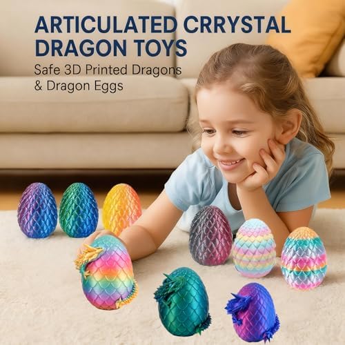 3D Printed Dragon Egg with Articulated Dragon Inside, Fidget Toy for Kids