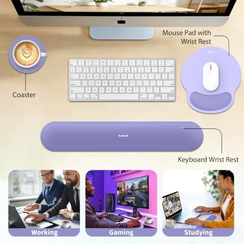 Sushret Mouse Pad and Keyboard Wrist Rest, Gel Mouse Pad Set, Lavender