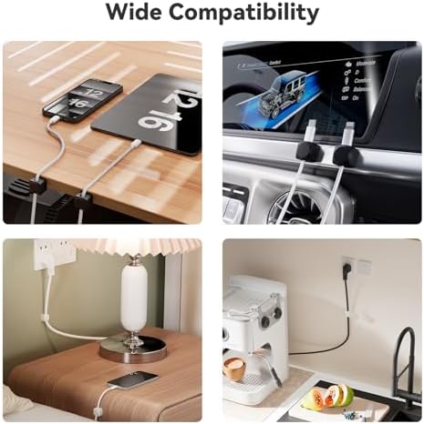 Daisyhome Rotatable Cord Organizer, Strong Adhesive Spring Cable Clips
