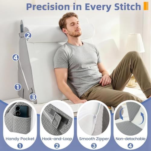 Sasttie Extra Wide Wedge Pillow Set for After Surgery, Dark Grey & White
