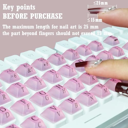80 Pcs Long Nails Raised Keyboard Stickers for Typing & Gaming Gap Expander