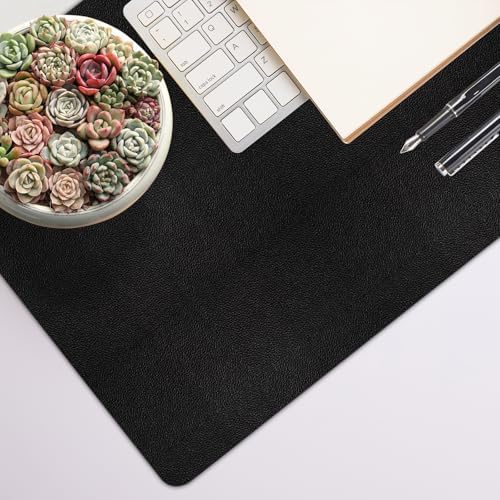 Leather Desk Pad Mat, Black Desk Mat, 23.6" x 13.7"