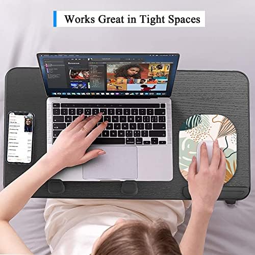Small Mouse Pad 6 x 7 Inch, Oval Mini Mouse Pad with Non-Slip Rubber Base, Waterproof Compact Mouse Mat for Laptop Computer Wireless Mouse Keyboard Tray Home Office Travel, Green Leaves