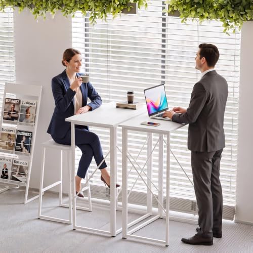 VINGLI 31.5" Folding Desk for Small Spaces, Standing Laptop Desk, White