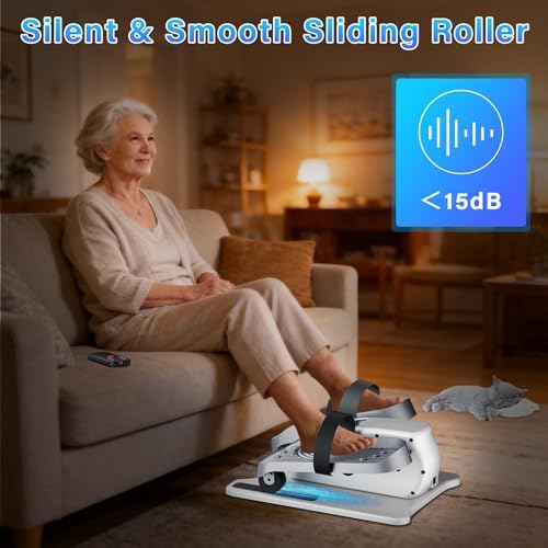 Under Desk Elliptical Machine, Electric Elliptical Leg Exerciser for Seniors with 12 Adjustable Speeds & Remote Control, Pedal Exerciser, Portable Quiet Electric Seated for Home Office