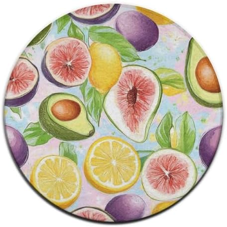 Highly Premium Quality Floor Mat, Office Chair Decor Mat, Room Sofa Yoga Soft Round Carpet Different Fruits Summer Ornament Art, 36inch