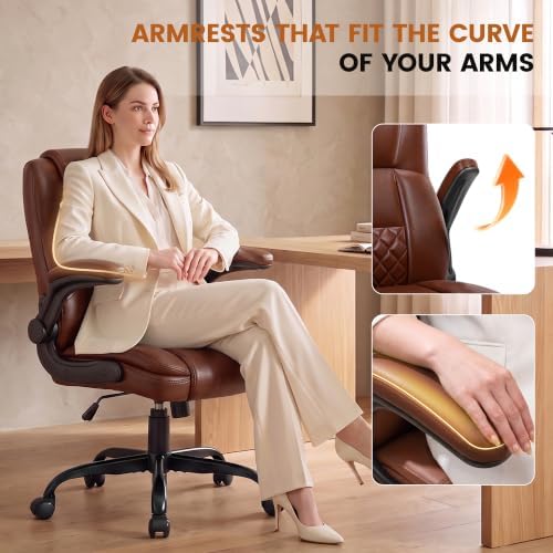 Office Desk Chair, Ergonomic Computer Chair with Flip-Up Arms
