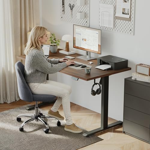 Klicelor 63 Inch Large Electric Standing Desk, Height Adjustable Office Desk, Sit Stand Up Computer Gaming Desk with Memory Preset, Three-Piece Desktop, Dark Walnut