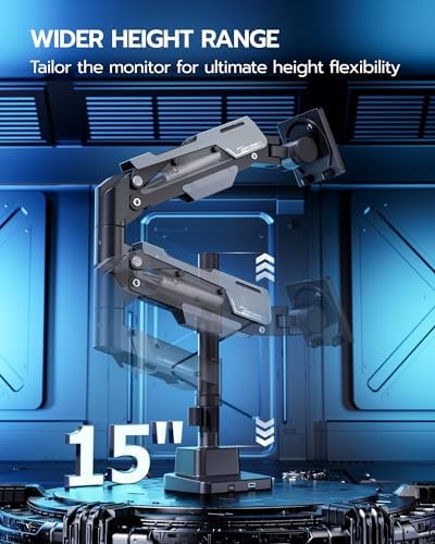 ARES WING Ultrawide Monitor Arm with USB for 24 to 57 Inch Screen, Black